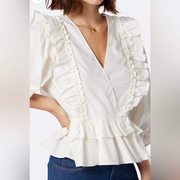 NWT JOIE WOMENS PEPLUM BLOUSE SIZE MEDIUM IN WHITE - Picture 12 of 13